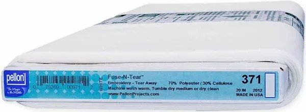 Pellon Fuse-N-Tear Embroidery Fabric Stabilizer 20&#034;x10 Yards by the Bolt, White