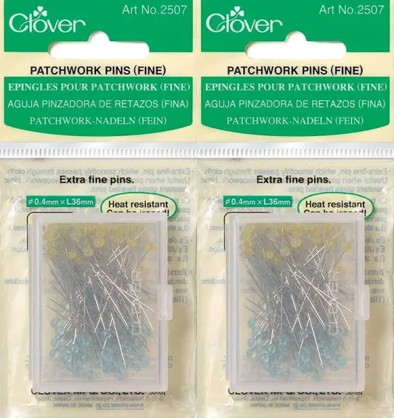 CLOVER Q2507 Patchwork Pins-Fine, 100 Per Pack Pack of 2