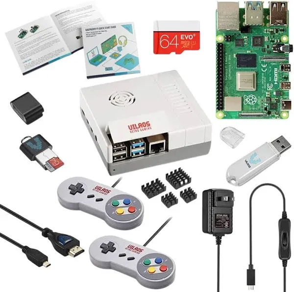 Vilros Raspberry Pi 4 4GB Retro Gaming Kit with SNES Style Controllers and NES Style Case (4GB RAM)