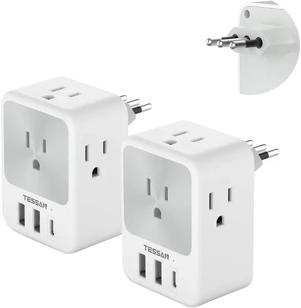 TESSAN Italy Power Adapter 2 Pack