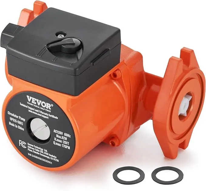 VEVOR UPS15-58FC Circulator Pump, 17 GPM Cast Iron Circulation Pump, 1" NPT Flange 3-Speed Hot Water Recirculating Pump, Quiet Operation Circulator Pump for Floor Heating/Home Water heater System