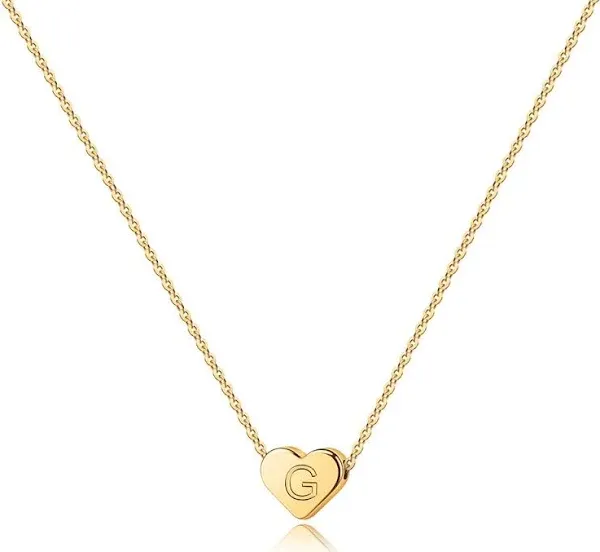 14K Gold Filled Heart Initial Necklace