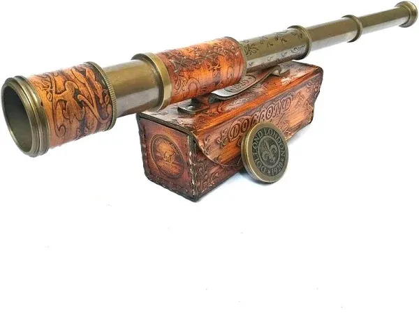 Nautical Handheld Pirate Brass Telescope with Box/Case,Sailo<wbr/>r Home Decor Pira...