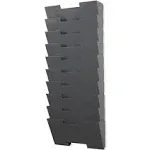 Gray Wall Mount Steel Vertical File Organizer Holder Rack 10 Sectional Modular