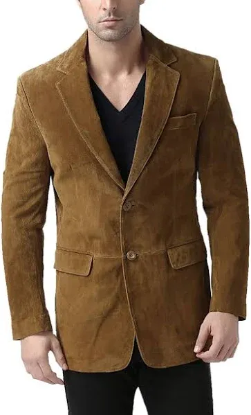 BGSD Men's Cliff Classic Two-Button Suede Leather Blazer