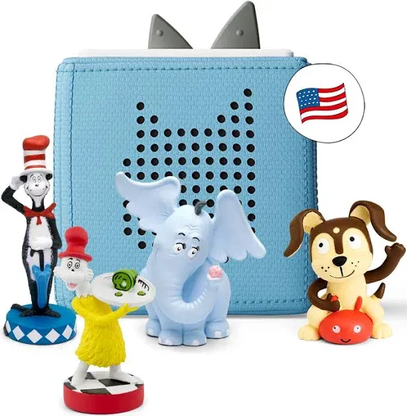 Toniebox Audio Starter Set with Cat in The Hat, Sam-l-Am, Horton Light Blue