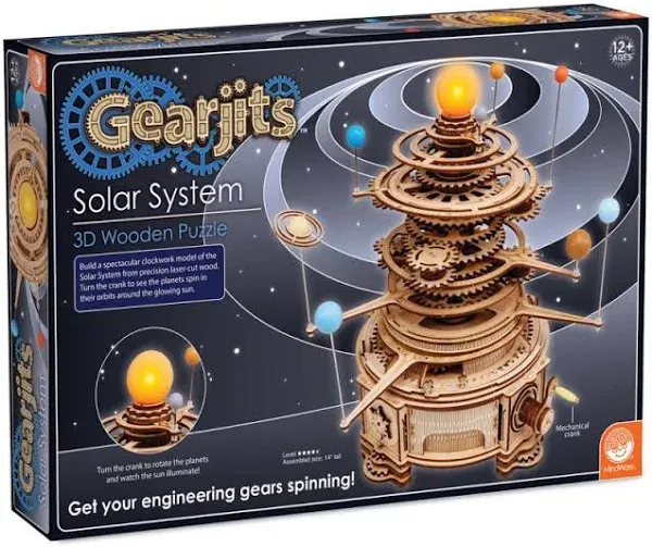 MindWare Gearjits Solar System Wooden 3D Building Puzzle