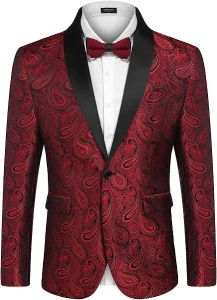 COOFANDY Men's Paisley Floral Tuxedo Jacket