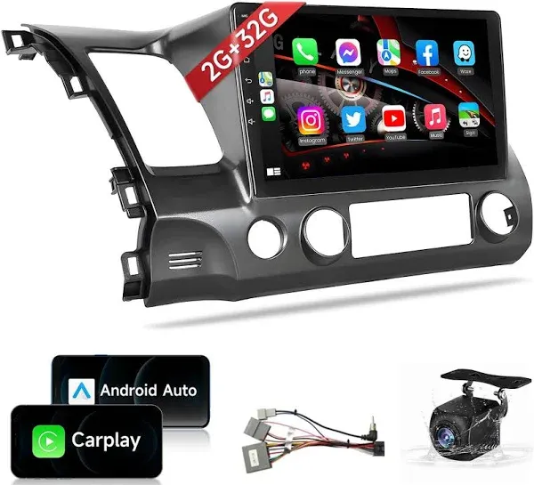 10.1&#034; Carplay stereo Radio for Honda Civic 2006-11 W.less Android Auto/Radi