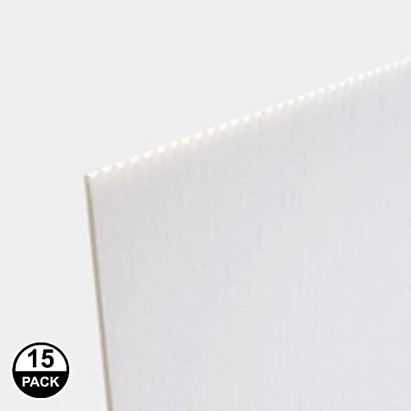 Coroplast Corrugated Twinwall Sheet 36&#034; x 24&#034; x 0.157&#034; Plastic White (15-Pack)