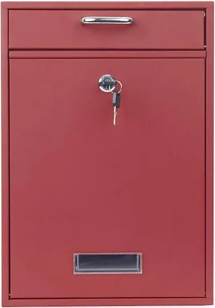 Wall Mounted Locking Vertical Dropbox Mailbox - Safe and Secure | Made with Red