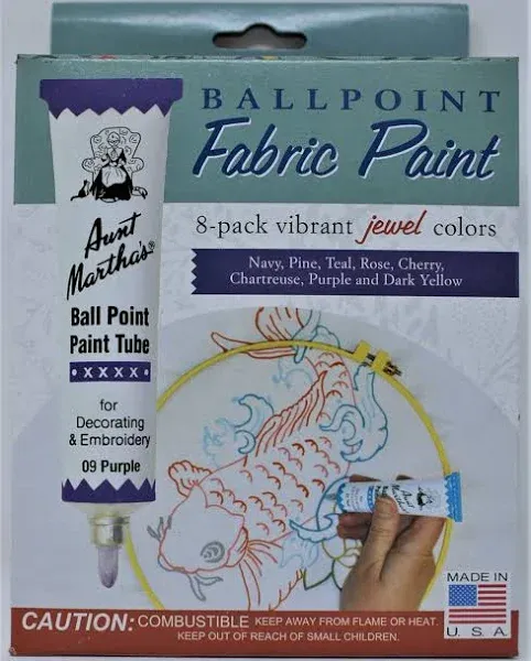 Aunt Martha&#039;s Ballpoint Paint Tubes 1oz 8/Pkg-Jewel Colors