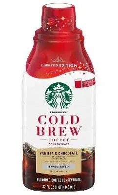 Starbucks Sweetened Vanilla & Chocolate Irish Cream Cold Brew Coffee Concentrate