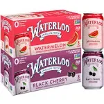 Waterloo Sparkling Water two-flavor Pack, 12 fl oz Cans, Pack of 16, 8 x Black Cherry, 8 x Watermelon | Zero Calories | Zero Sugar or Artificial