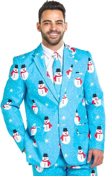 Tipsy Elves Men's Snowman Is An Island Blazer with Tie