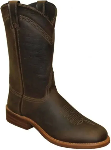 Abilene Boots Mens 11in Round Toe Stockman Brown Leather Cowboy Boots