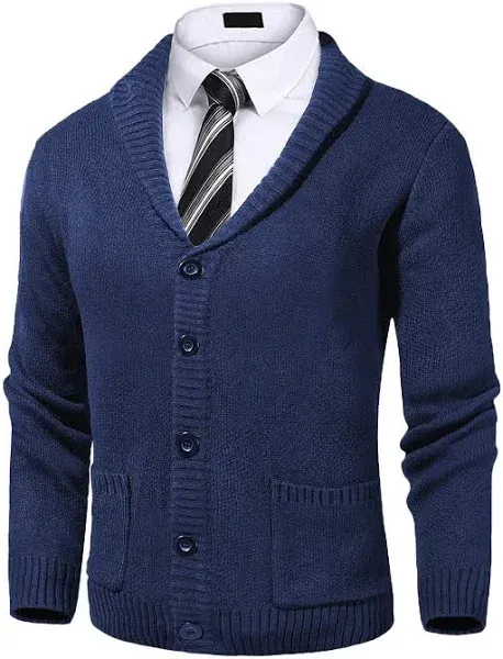 Gioberti Men's Heavy Weight Shawl Collar Knitted Cardigan