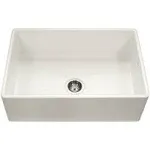 Houzer Platus PTG-4300 33" Apron Front Single Bowl Fireclay Kitchen Sink, Biscuit