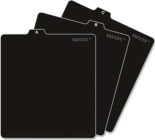 Vaultz® A-Z CD File Guides, 1/3-Cut Top Tab, A to Z, 5 x 5.75, Black, 26/Set - M-614734-2501 - Each