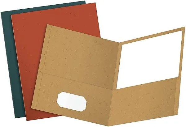 Oxford™ Earthwise by Oxford Recycled Paper Twin-Pocket Portfolio, Assorted Colors, 25/Box (ESS78513)