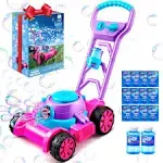 SLOOSH Bubble Lawn Mower Toddler Toys - Kids Toys Bubble Machine Summer, Pink