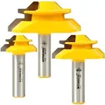 Yonico Lock Miter Router Bit Set 3 Bit 45 Degree 1/2-Inch Shank 15334