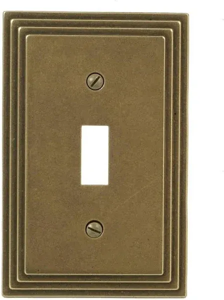 Amerelle Steps Single Toggle Cast Metal Wallplate in Rustic Brass