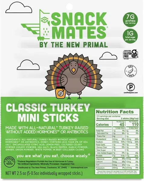 The New Primal Snack Mates Turkey Sticks