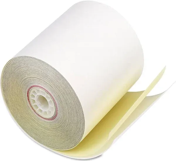 PM Company Receipt Paper Rolls 3" x 90 ft White/Canary 50/Carton