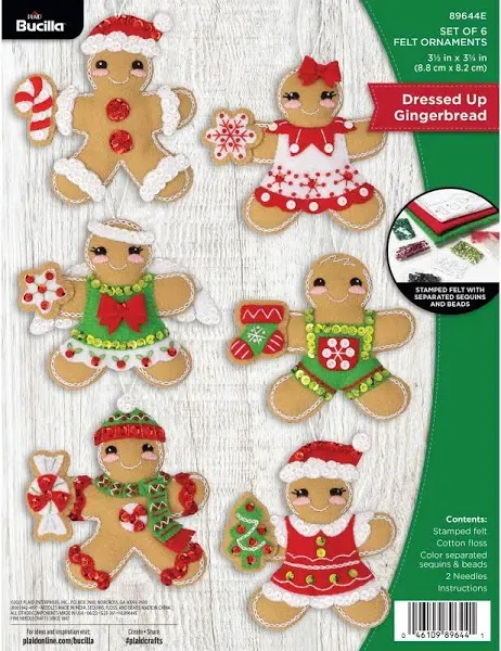 Felt Applique 6 Piece Ornament Making Kit, Perfect for DIY Arts and Crafts, 89644E