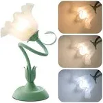 WERFOP Vintage Flower Table Lamp, LED Reading Lamp Cute Flower Bedside Night Light 3 Color Modes Gooseneck Desk Lamp for Living Room Office Reading