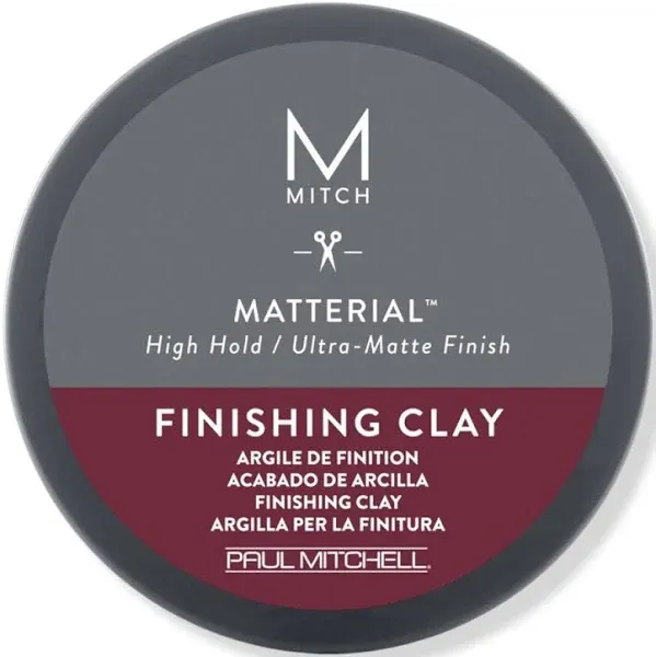 MITCH by Paul Mitchell Matterial Finishing Clay for Men, High Hold, Ultra-Matte Finish, For All Hair Types, 3 oz.