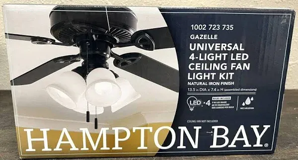 Hampton Bay Gazelle 4-Light LED Natural Iron Universal Ceiling Fan Light Kit