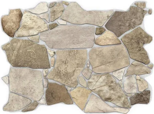 Retro-Art 3D Wall Panels, Wild Stone in Brown Beige, PVC, 38.7" x 25", 245WB