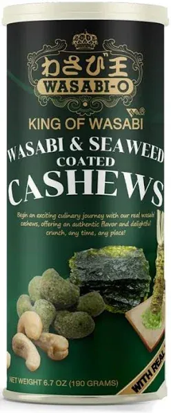 Wasabi-O Seaweed & Real Wasabi Coated Cashews 6.7 Oz Exquisite Crunch