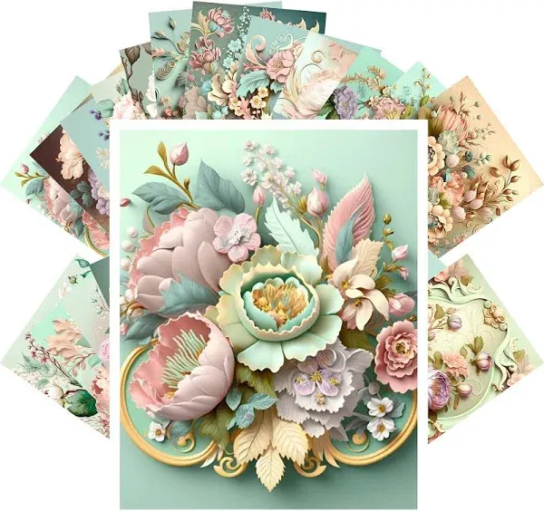 PIXILUV Vintage Postcards Rococo Flower Bouquets