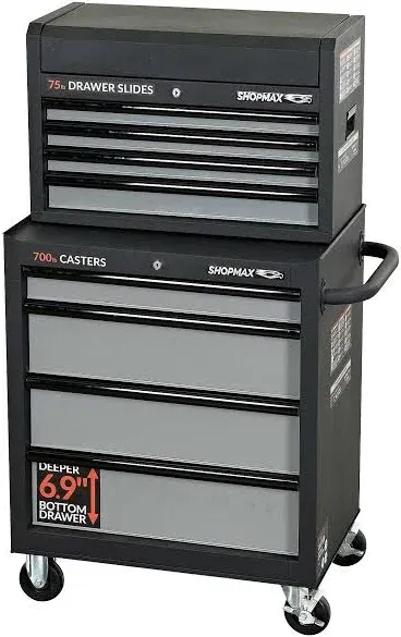 ShopMax 27 in. 8 Drawer Tool Chest and Rolling Cabinet Combo