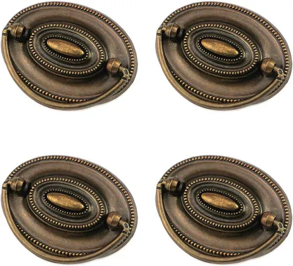 4 Pcs Furniture Dresser Pull, Antique Brass Bail Drawer Pull Oval Drop Swing ...