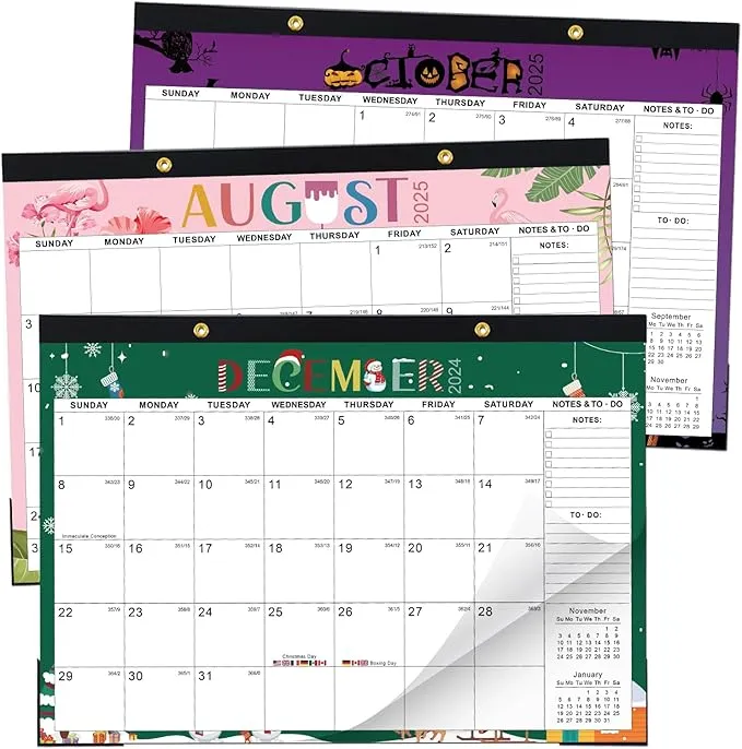 Desk Calendar 2025, Monthy Desktop/Wall Calendar with Monthly Theme Designs Runs From Now to Dec 2025, 17" x 12" Use as Deskpad Calendar for Home Office School