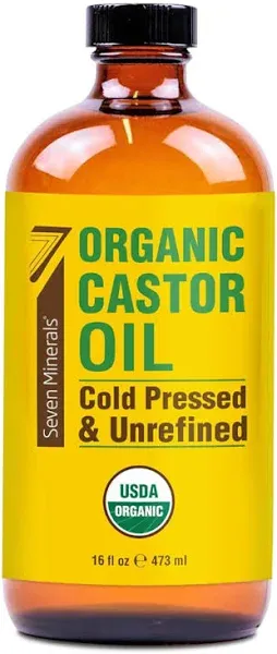 Seven Minerals Organic Castor Oil Glass Bottle