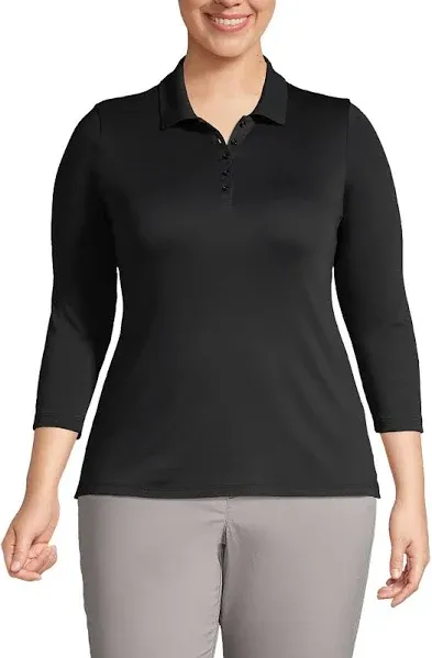 Lands' End Women's 3/4 Sleeve Supima Cotton Polo Shirt