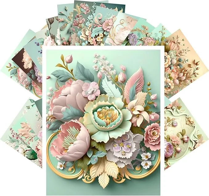 PIXILUV Vintage Postcards Rococo Flower Bouquets