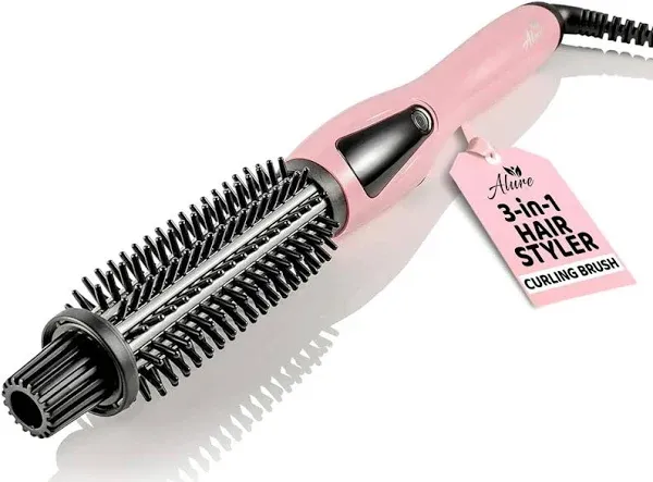 Heated Styling Brush 3-in-1 Ionic Hair Curler/Straigh<wbr/>tener Anti-Scald Bristles