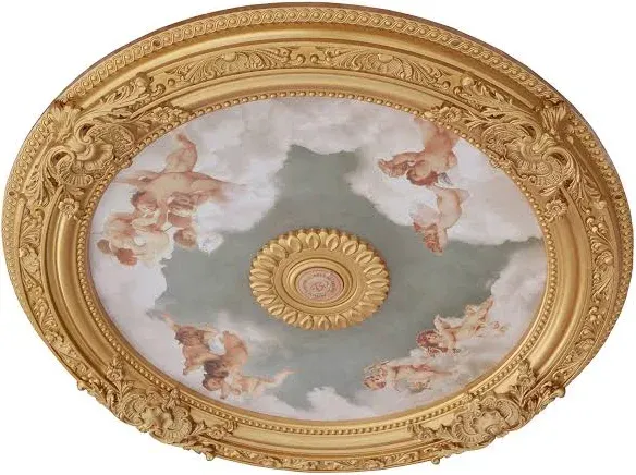 Cherubs Sky Round Chandelier Ceiling Medallion 36" - Golden