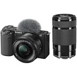 Sony ZV-E10 Mirrorless Camera with 16-50mm & 55-210mm Lens, Black