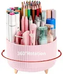 Desk Pencil Pen Holder, 5 Slots 360°Degree Rotating Pencil Pen Organizers for Desk, Desktop Storage Stationery Supplies Organizer, Cute Pencil Cup