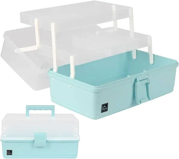 Wewline Organizer 13-Inch Art Supply Bin Sewing Box 3-Layers Craft Storage Organizer with Handle