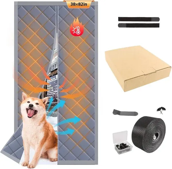 Magnetic Thermal Insulated Door Curtain Fits Door Size 32" X 80" Insulated Door Cover Blanket Insulation Cover Oxford Cloth Thicken Cotton to Keep House Warm as Temporary Door to Soundproof