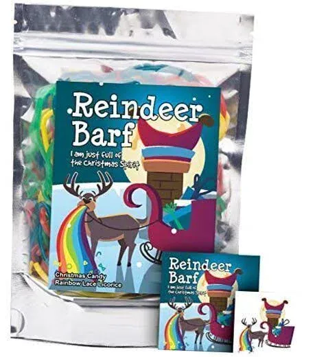 JLDesignMediaLLC Reindeer Barf Rainbow Lace Licorice Funny Unique Christmas Stocking Stuffer