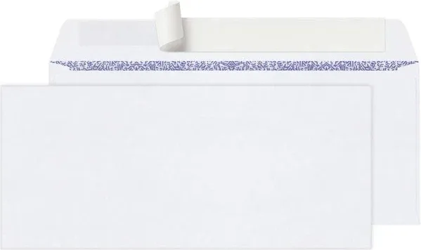 Office Depot Security Envelopes 4-1/8" x 9-1/2" Clean Seal White (Box of 100)